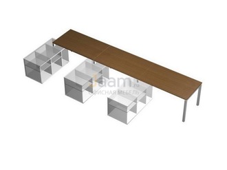 Мебель для персонала Рабочая станция (3х160) на 3-х опорных тумбах левых (БЕЗ ТУМБ) КВ 0114-3