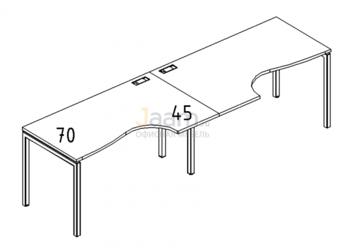 Мебель для персонала Рабочая станция со столами эргономичными "Классика"на металлокаркасе DUE Б2 043-2 БП