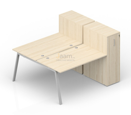 Мебель для персонала Составной стол с приставными шкафами Tower (4 громмета) AR2TPG148T112