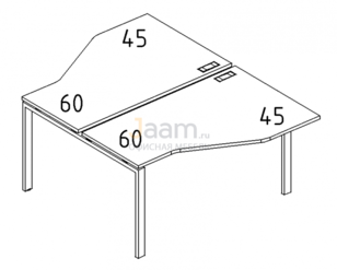Мебель для персонала Рабочая станция со столами эргономичными "Техно" на металлокаркасе UNO Б1 188 БП