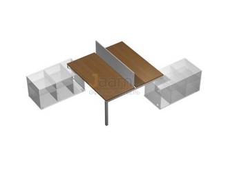 Мебель для персонала Рабочая станция (2х120) с настольным экраном ДСП (белый премиум) на 2-х опорных тумбах левых (БЕЗ ТУМБ) КВ 0137