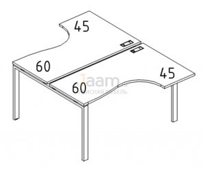 Мебель для персонала Рабочая станция со столами эргономичными "Классика"на металлокаркасе DUE Б2 180 БП